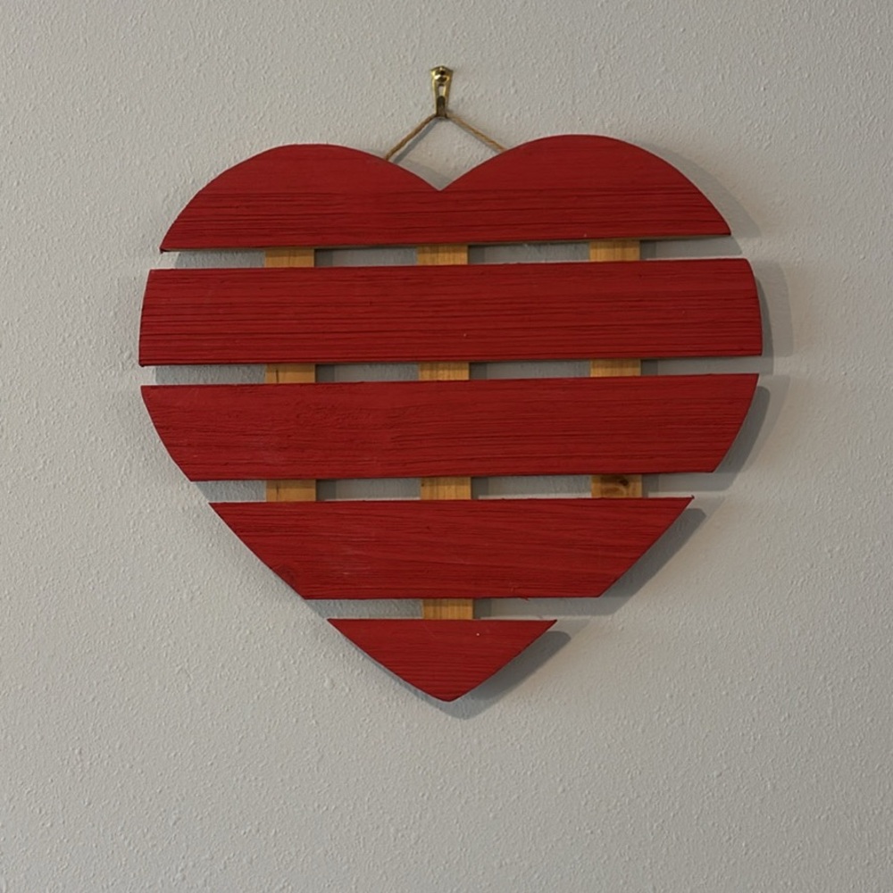 Red Wooden Heart Wall Decor